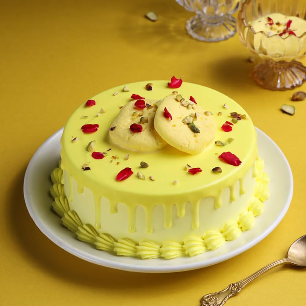 FlowerAura Delicious Fresh 0.5Kg Rasmalai Pista Delight Cake For Birthday | Anniversary | Wedding | Mother's Day | Father's Day | Valentine's Day | Christmas | New Year (Same Day Delivery)-image-8