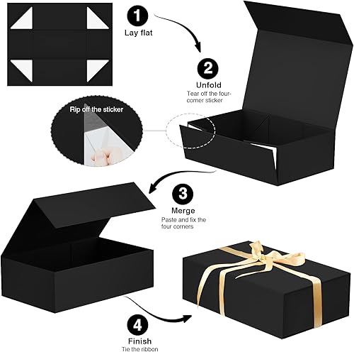 Miniatura 2 de HavrePac Paquete de 6 cajas de regalo grandes de 13.8 x 9 x 4.3 pulgadas, cajas de regalo de lujo con tapas, caja de regalo con cierre magnético