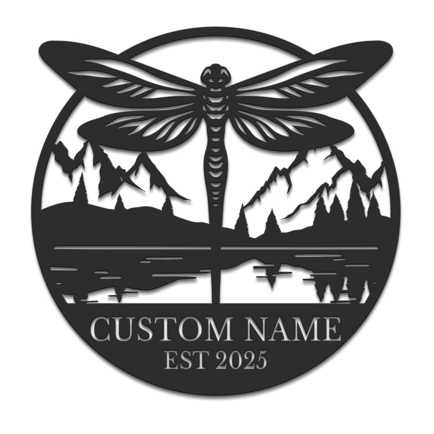 Custom Dragonfly Metal Wall Art, Personalized Dragonfly Garden Sign, Dragonfly Monogram, Personalized Name Sign, Outdoor Wall Sign, Porch Wall Decor, Custom Date Sign,Home Gift (Style-6)