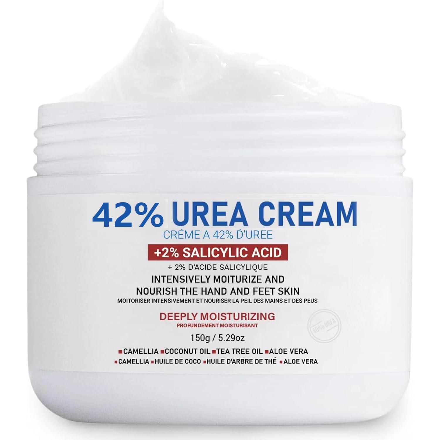 Large Capacity Foot Cream, Urea Foot Cream for Dry Cracked Heels Knees Elbows Callus Hands with 2% Salicylic Acid, Moisturizer 150ML