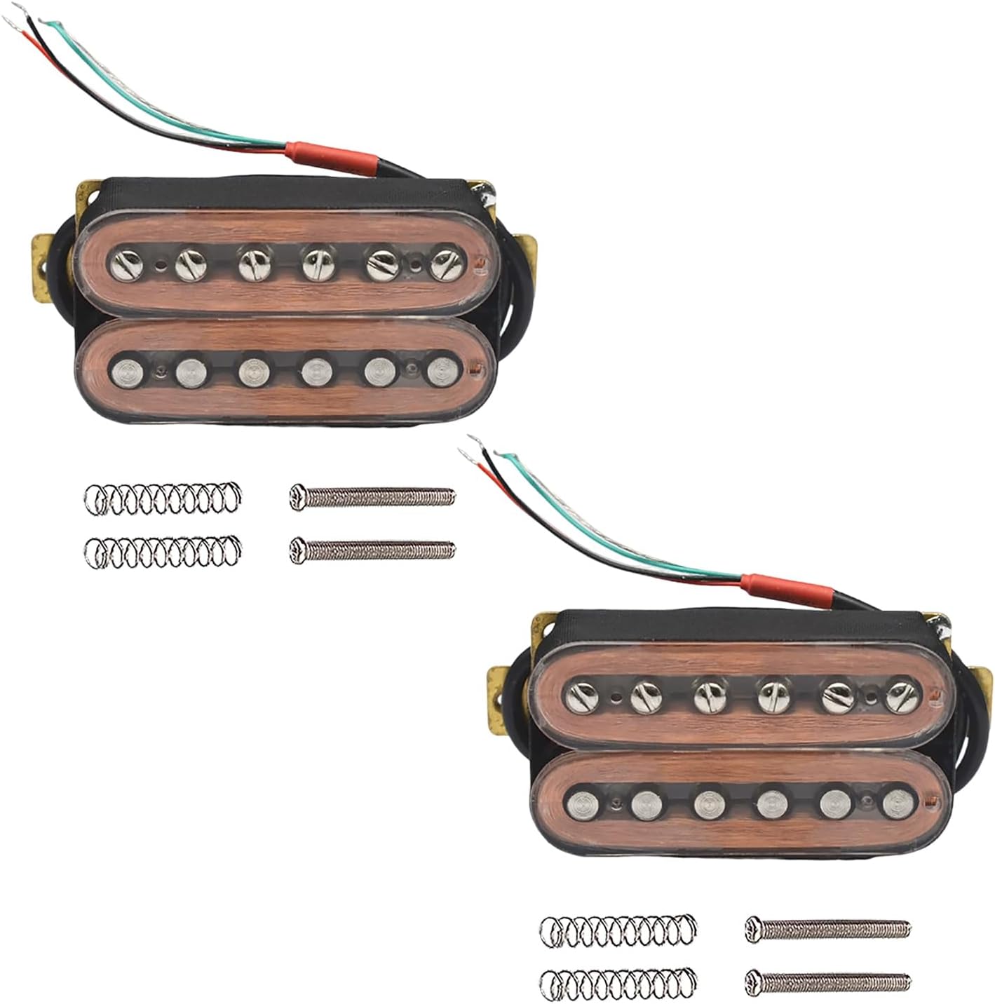 2PCS 50/52mm Ceramic Magnet Electric Guitar Humbucker Pickups Double Coil Guitar Bridge Pickup & Neck Pickups Set (Clear)