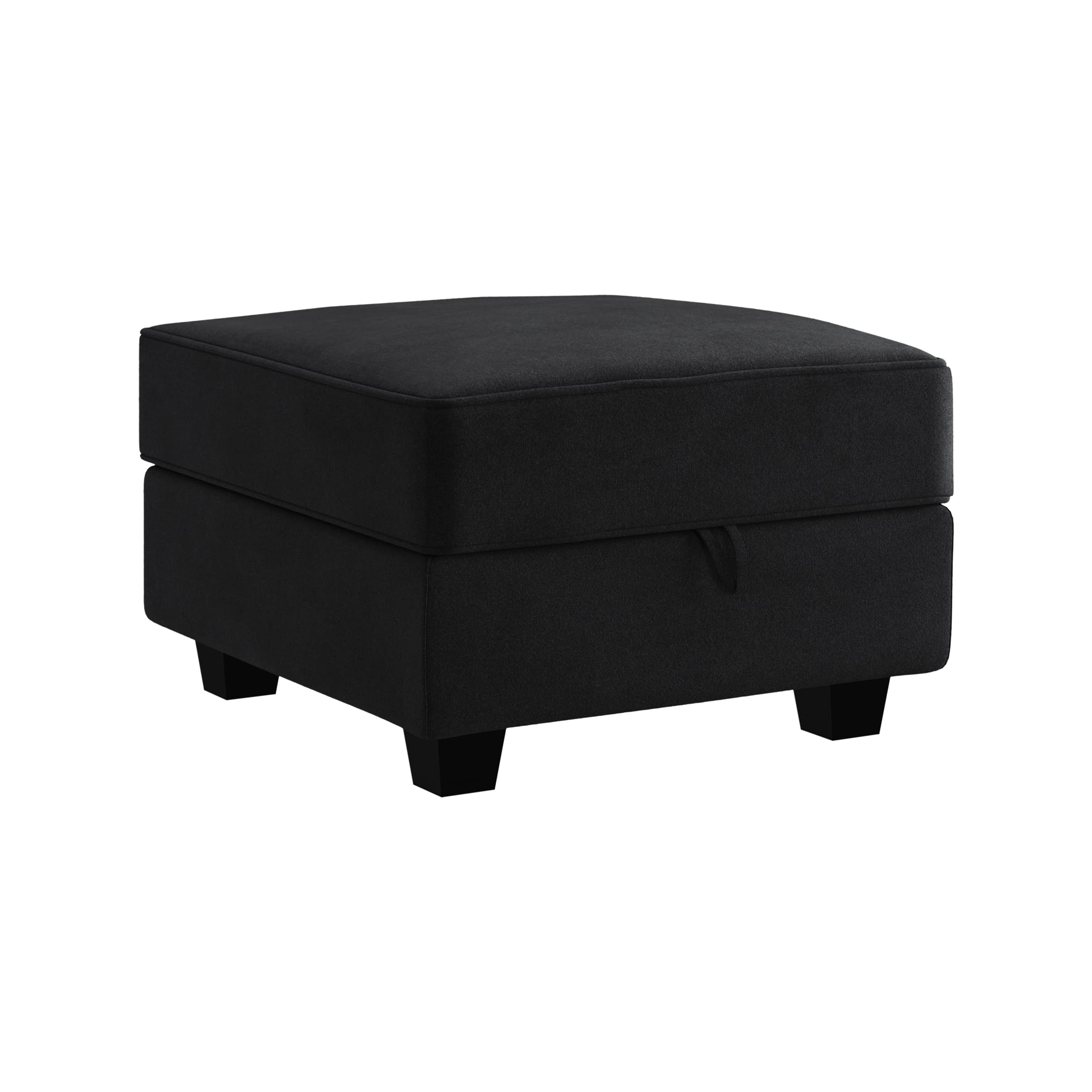HONBAY Ottoman Module for Modular Sectional Sofa, Storage Ottoman Square Ottoman Bench for Living Room, Velvet Black