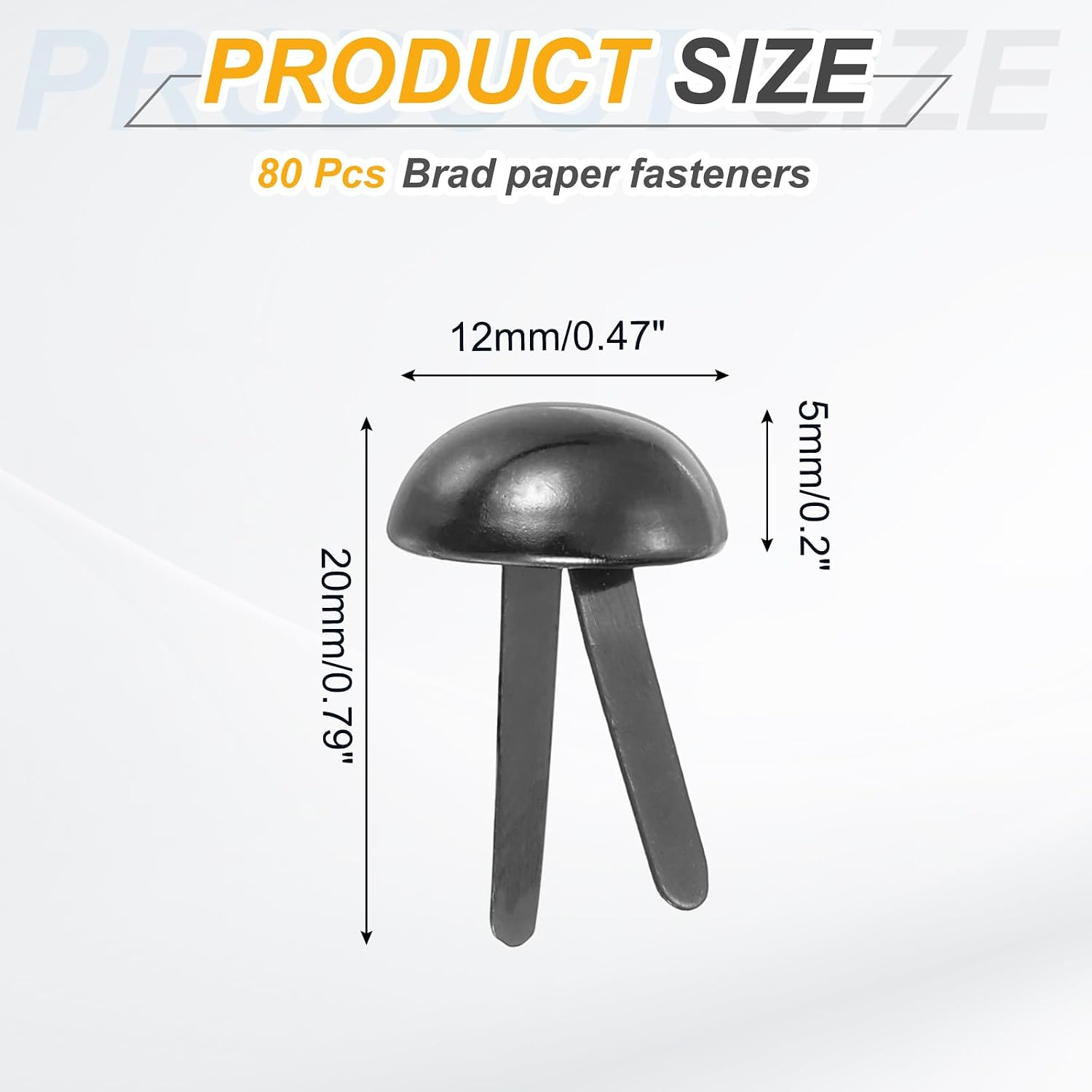 PATIKIL 80 Pcs Brads Paper Fasteners, 12 x 20 mm Metal Round Head Split Pins, Prong Brads for Scrapbooking Leather Craft Decorative DIY Supplies, Black image 2