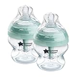 Tommee Tippee Advanced Anti-Colic 5 oz BPA Free Baby Bottles, Newborn 0+ Months, Slow Flow Breast-Like Nipple, Unique Design Keeps Air Away from Milk and Baby, Clear, Pack of 2