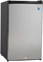Avanti AR4456SS Cu. Ft. Compact Refrigerator with Lock, Adjustable Glass Shelves, Automatic Defrost, Reversible Door, Energy Star Certified, 4.4 cu.ft, Stainless Steel, Black