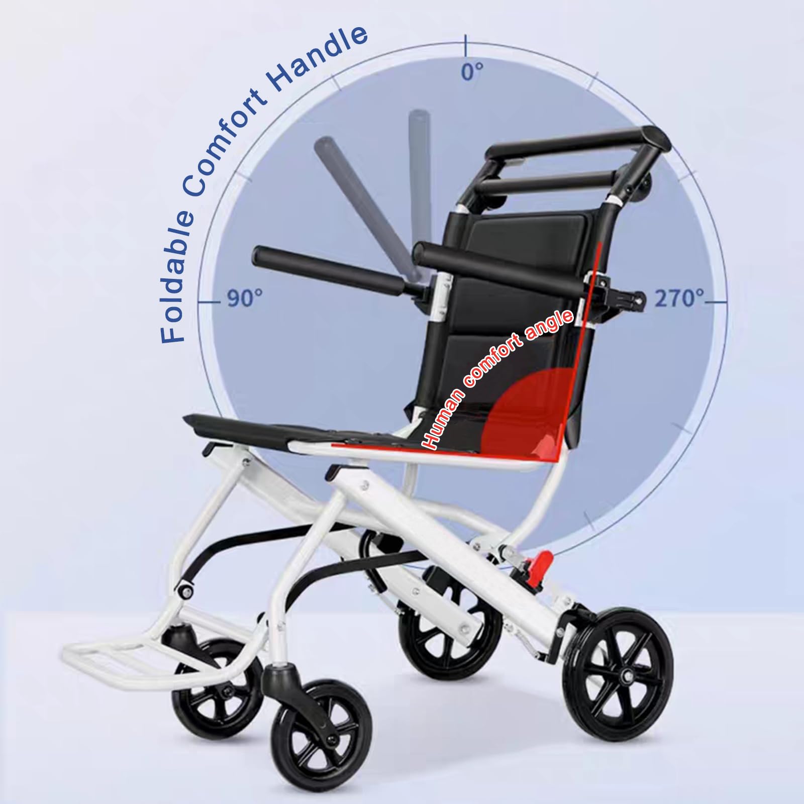 Silla de Ruedas Plegable Ultra-Ligera de Aluminio con Freno para discapacitados y Mayores,Silla de Ruedas de Aluminio para Viajes, Silla de Ruedas de tránsito(Rear Wheel 30cm/11.8in)