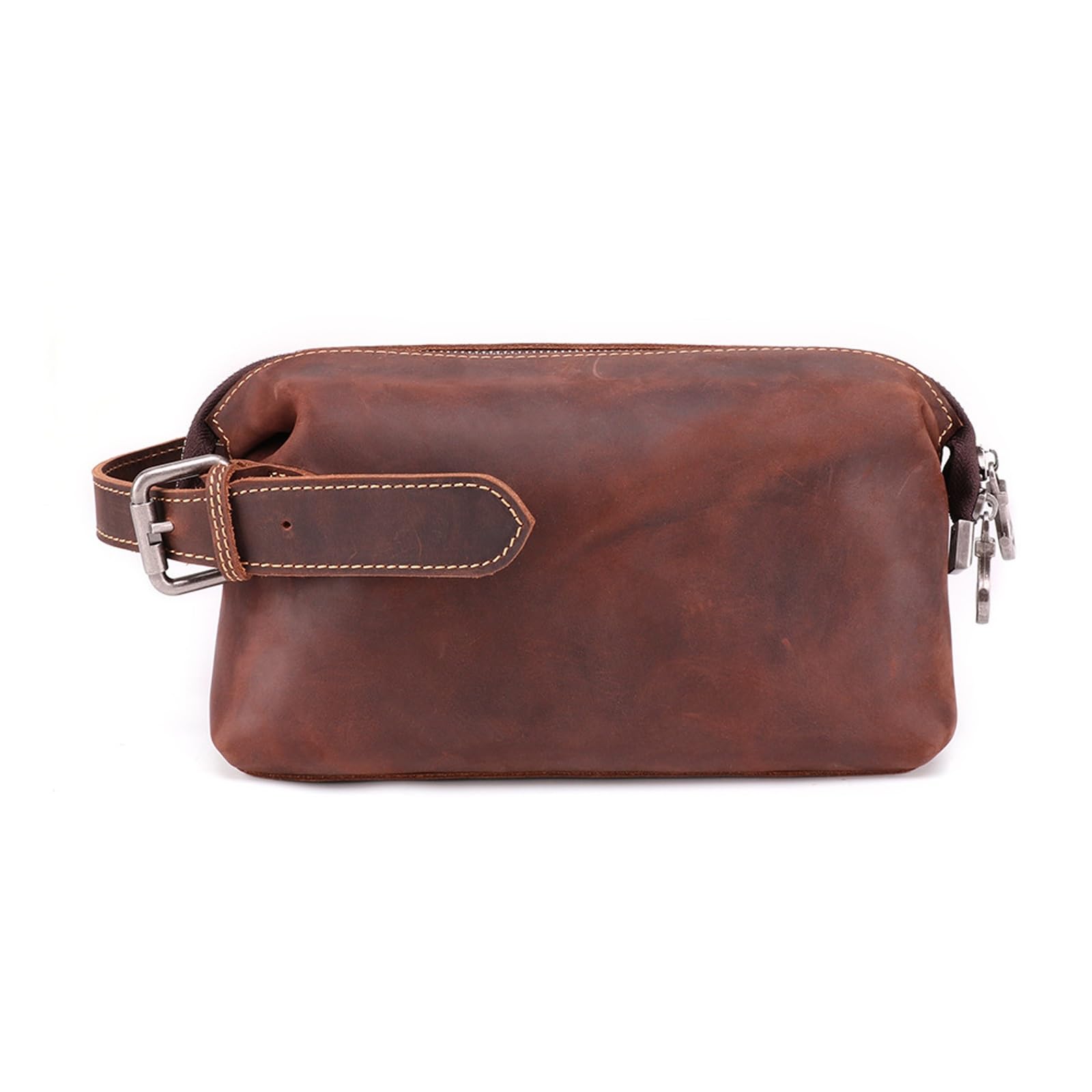 Kulturbeutel for Männer, personalisiertes Leder-Dopp-Kit for Männer, Reise-Kulturbeutel aus Leder, Dopp-Kit, Wasserabweisende Rasiertasche for Toilettenartikel und Zubehör (Grey : B)