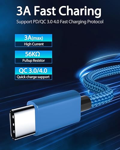 Miniatura 2 de Paquete de 2 cables de carga USB C de 6 pies para Motorola Moto G Fast/G Power/G Pure/G Stylus 5G, Moto G9 G8 G7 Play Power Plus Edge X4 Z4 Z3 Z2