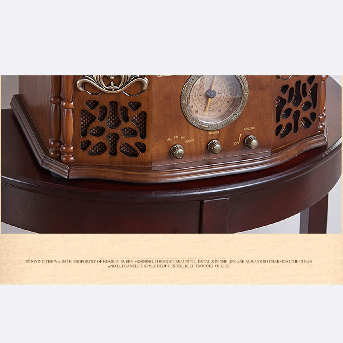 Gramofon retro z bezprzewodowym Bluetooth i USB, trzybiegowy gramofon do dekoracji salonu i gabinetu