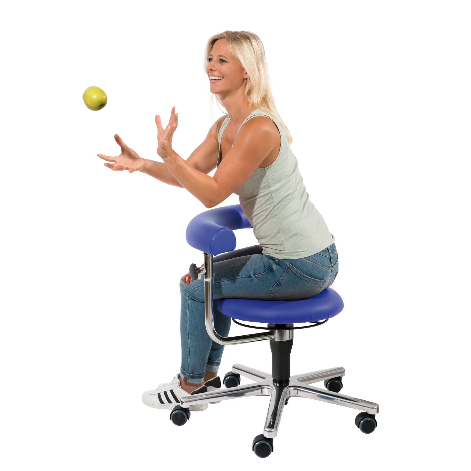 EDUPLAY 110437 Erzieher/in Stuhl, 34-41 cm, Ø 61 x 41 cm, blau