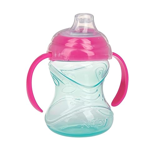 Miniatura 8 de Nuby 3 piezas sin derrames Grip N Sip Cup con boquilla flexible suave 2 asas con función de bloqueo Clik It Chica 10 onzas