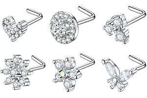 supsiah Nose Studs Surgical Stainless Steel CZ Nose Rings Studs Silver For Women