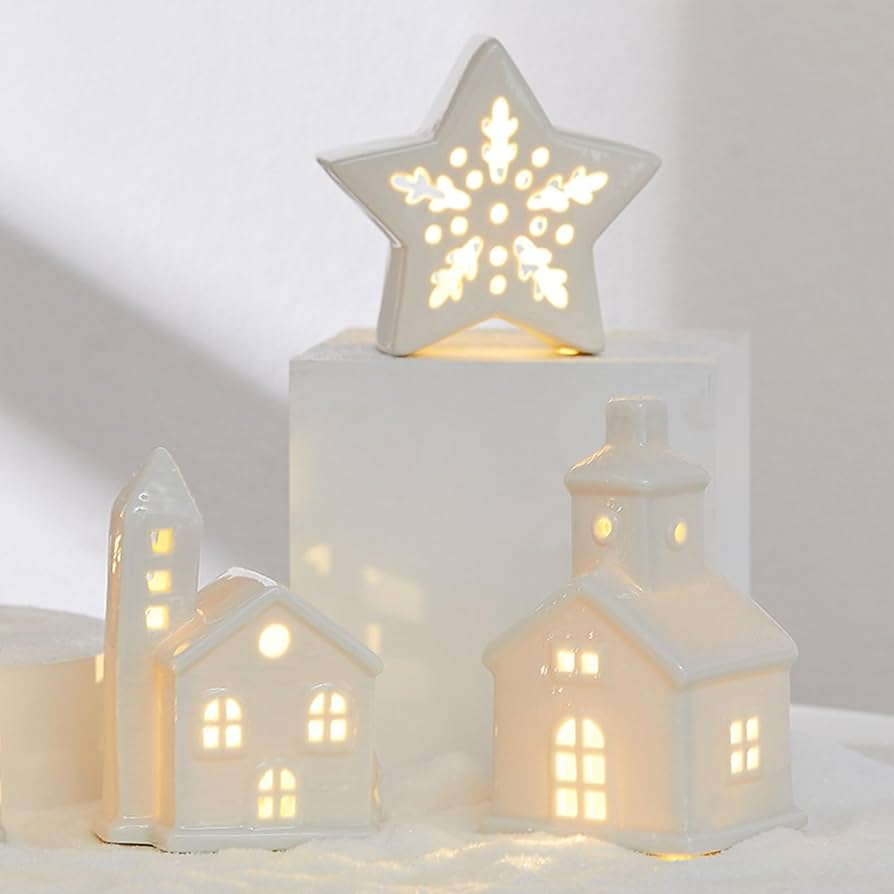 Amazon.co.jp: セラミッククリスマスビレッジ LEDライト付きホワイト Amazon.co.jp: セラミッククリスマスビレッジ LEDライト付きホワイト