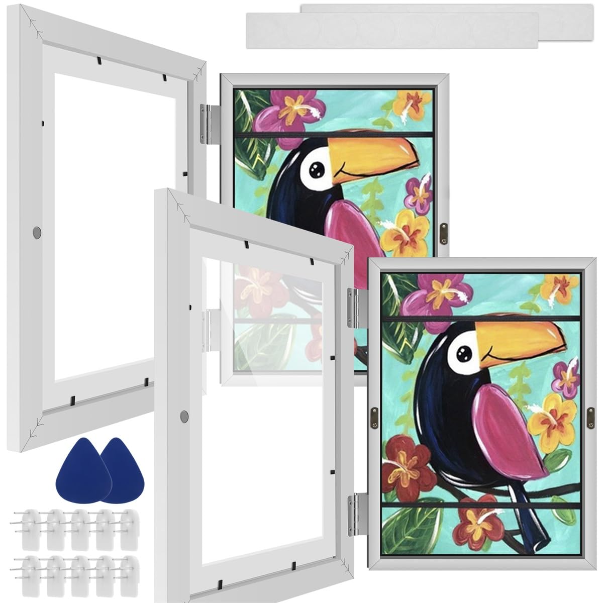 Kids Artwork Display Frames Kids Art Frame Front Opening A4 Photo Frame for 100 Pictures Horizontal and Vertical Picture Frames Display with Mount for Hang or Stand Display Drawings(2PCS White)