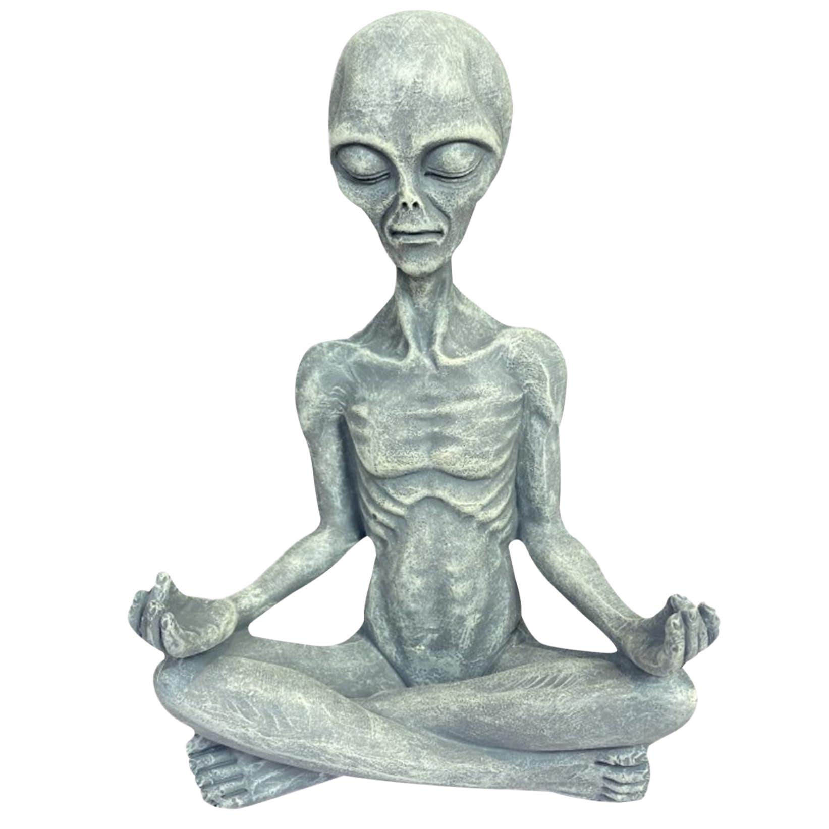 Whyzsjnclg Alien Statue 6.5in Meditating Yoga Alien Figurine Resin Decorative Sculpture Decor for Garden TV Bench Shelf, Decor