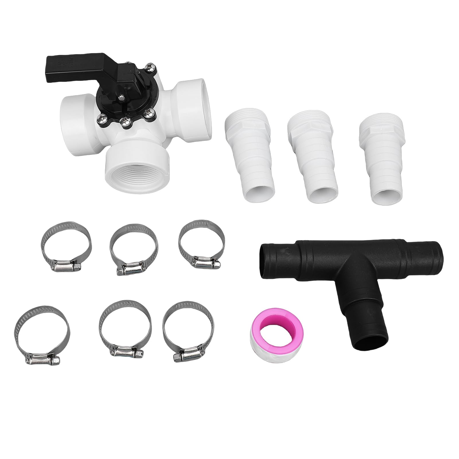 Fockety Valvola Deviatrice a 3 Vie per Piscina, Attacco Filettato Femmina | Kit di conversione del tubo dell\'acqua a 3 vie, con compatibilità con la valvola , per sistemi di filtraggio della piscina