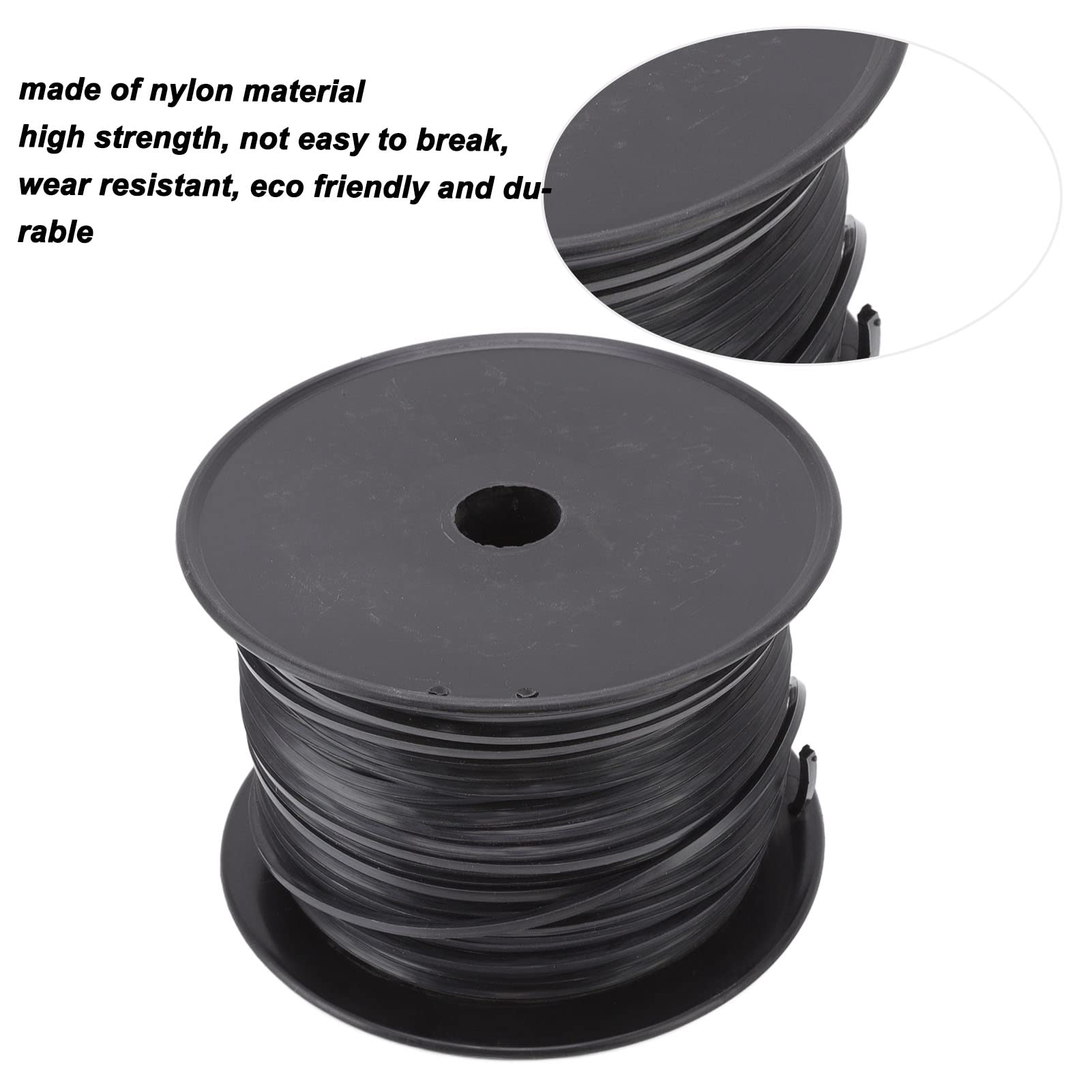 Filo per decespugliatore quadrato da 3,3 mm/0,13 pollici Sostituzione del filo per decespugliatore nero in nylon ad alta efficienza per (100m / 328.1ft)