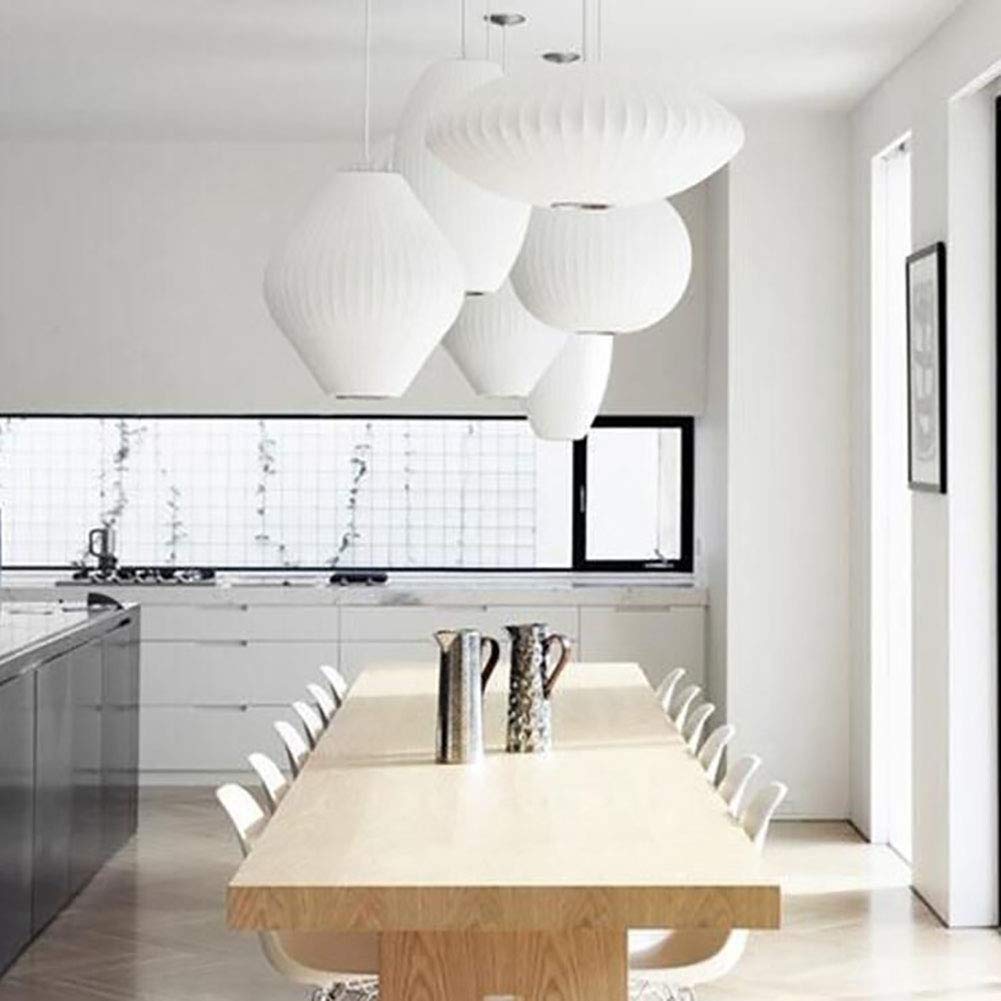 Sencillo Lámpara De Techo Colgante Para Fogón Cabecera Isla De Cocina Escalera,E27 Rústico Industrial Tejido Hierro Candelabro Elegante Seda Artificial Durante Las Luces-Blanco. 腰鼓款32*33cm
