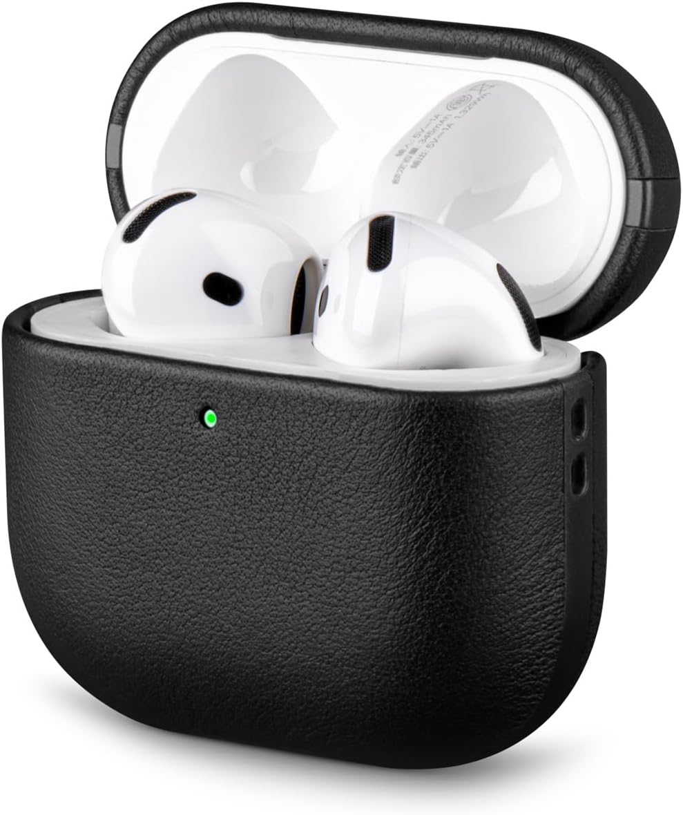 LOPIE Handmade Case for AirPods 4 / AirPods 4 with Active Noise Cancellation Leather Case, Fully-Wrapped with Top Grain Leather, Protective Hard Shell Cover for Gen 4 AirPods - Blue
