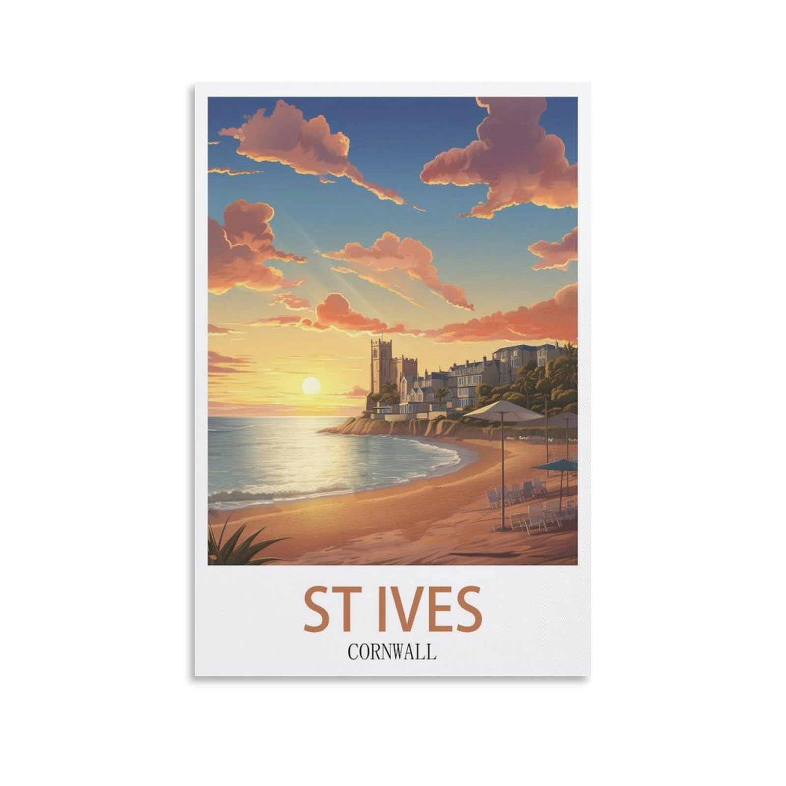 EZMLFA 5D Diamond Art Kits for Beginner,St Ives Cornwall Crystal Rhinestone Embroidery Craft Kits for Home Wall Decor Gifts, 30x40cm