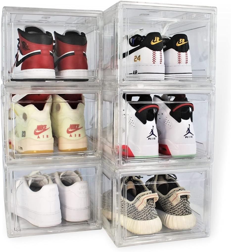 Amazon.com: TK - Drop Front Shoe Box - 6PACK - Shoe Boxes Clear Plastic ...