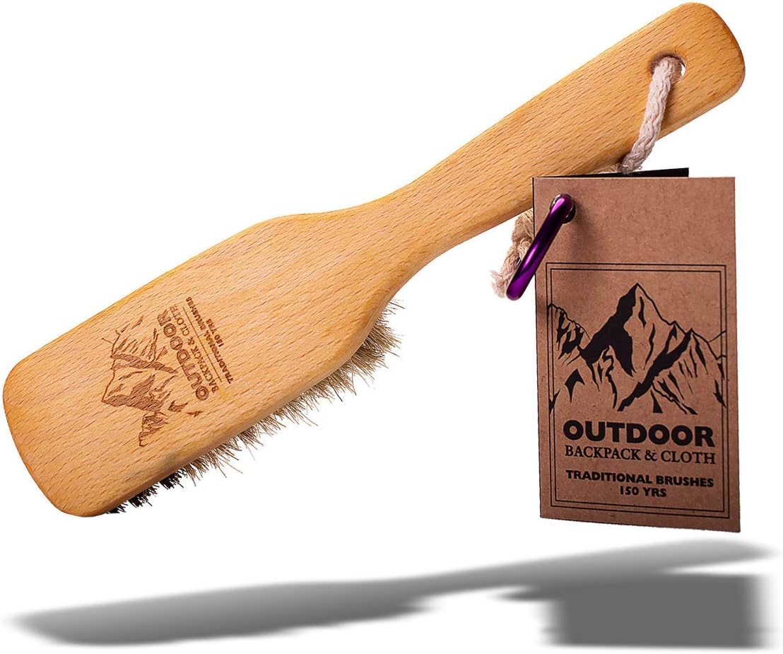 Outdoor Cleaning Brush – Dual Boar & Horsehair Bristles – Removes Mud, Dirt & Pet Hair from Boots, Backpacks, Fabric Gear & Leather Shoes – Made in Germany
