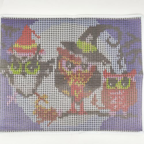 Image of Howie's Latch Hook Kits for Adults, DIY Halloween Latch Hook Kit Rug Crochet Yarn, Color Preprinted Pattern Embroidery Decoration(Halloween Owls, 19.69 x 14.96 inch)