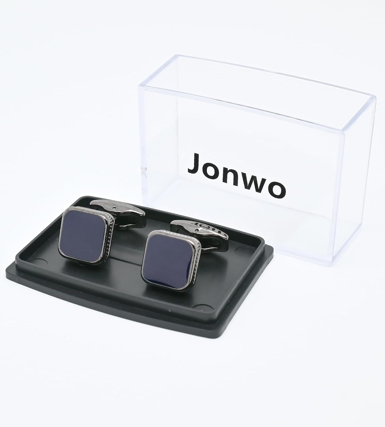 Classic Square Black/Blue Cufflinks for Men In Gift Case Handmade