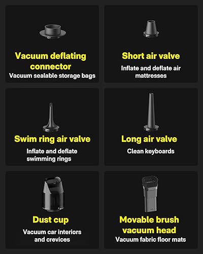 Miniatura 9 de HOTO Aspiradora de mano inalámbrica, aspiradora de escritorio, aspirador de aire eléctrico comprimido, succión de 15000 Pa, 4 en 1, portátil,