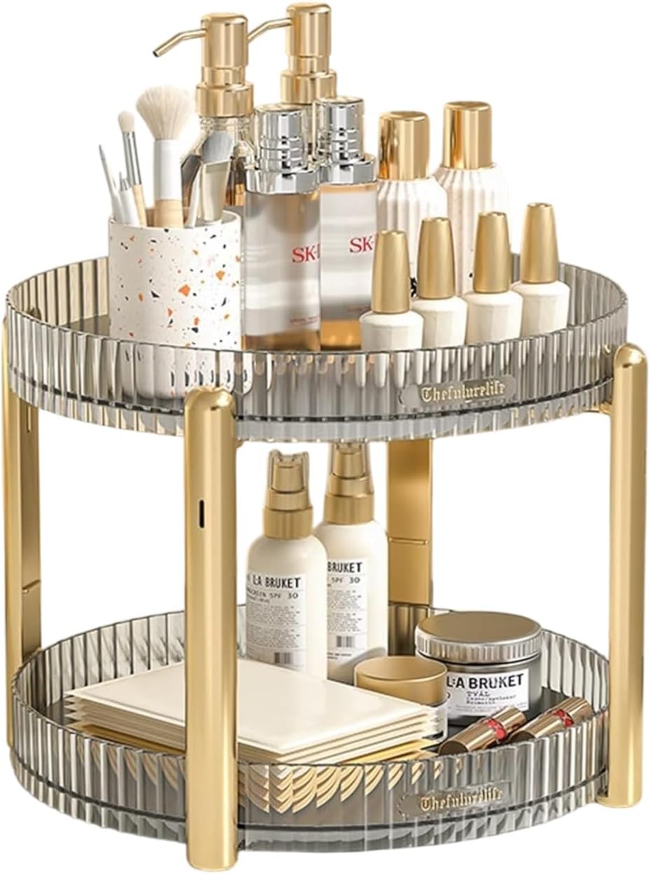 Home Cube 2 Layer 360 Degree Rotating Makeup Organizer Cosmetic ...