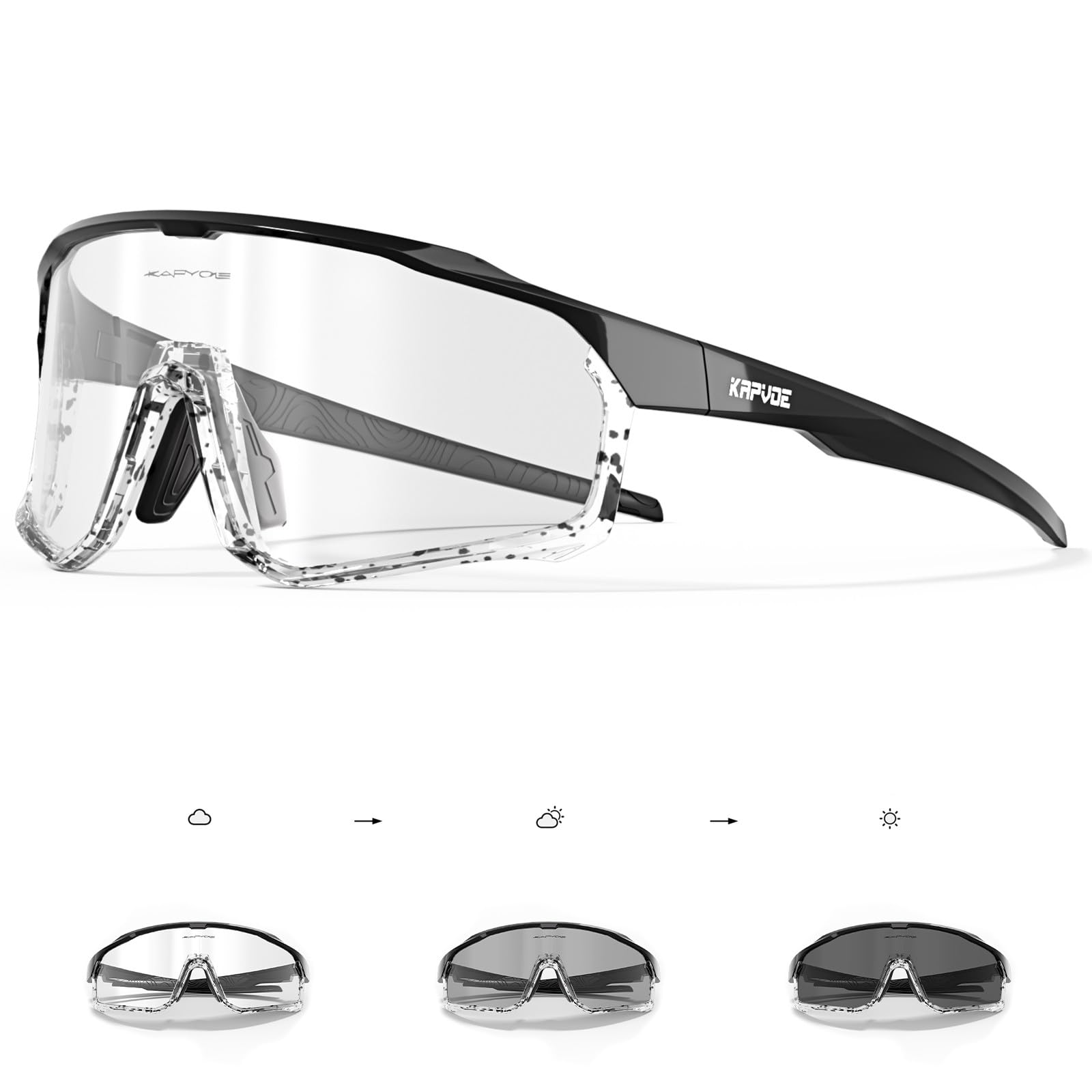 KAPVOE Gafas de Ciclismo Fotocromáticas Bicicleta Montaña Transparentes MTB Hombre Mujer Gafas de Sol Deportivas Running