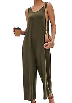 Amazon.com: EFOFEI Ladies Wide Leg Crew Neck Jumpsuits Solid