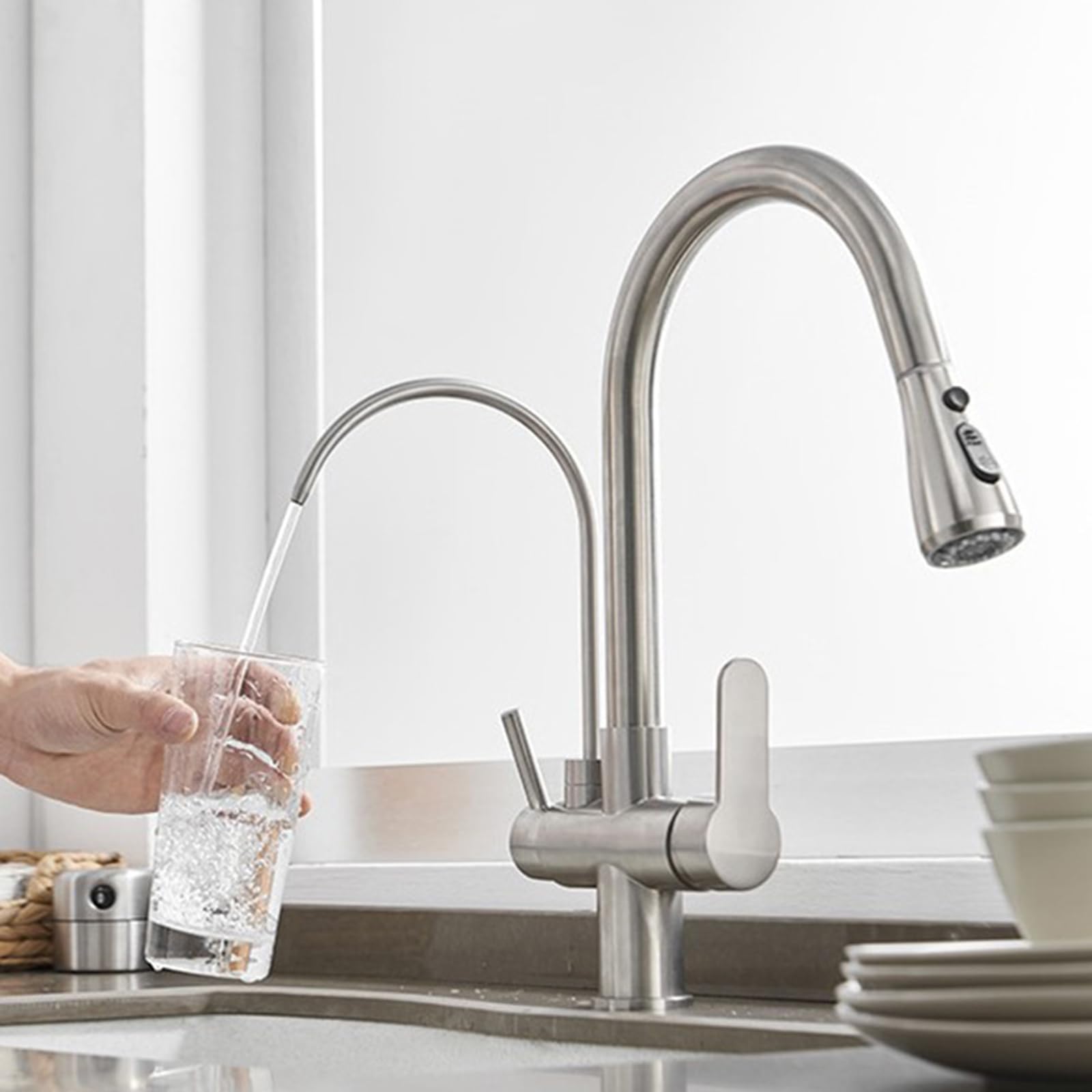 CREA Robinet Cuisine Avec Douchette Extractible, Mitigeur Cuisine Avec