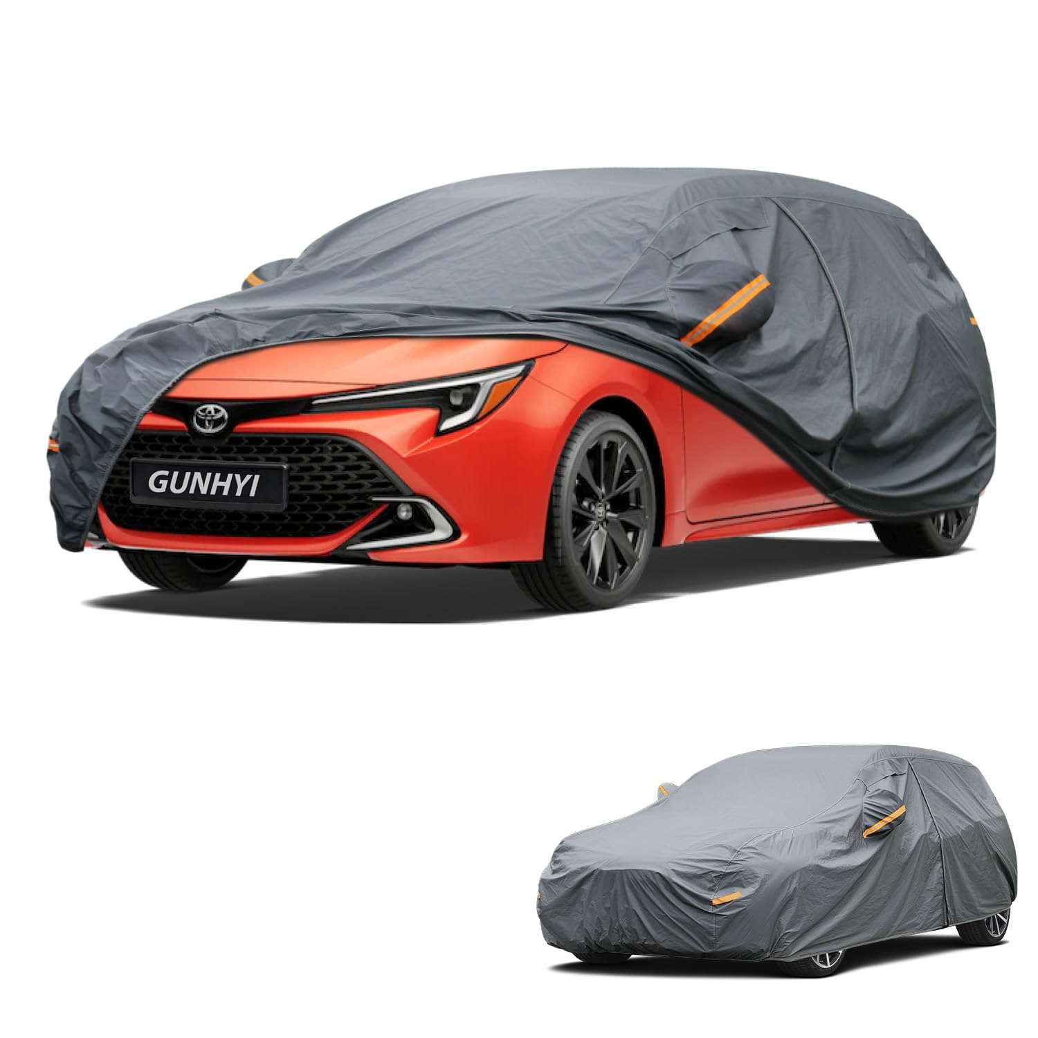 GUNHYI Premium Car Cover Custom Fit Toyota Corolla Hatchback, 16 Layers Heavy Duty Car Cover Waterproof All Weather with Zipper Door for Sun Rain Snow Dust Uv Protection