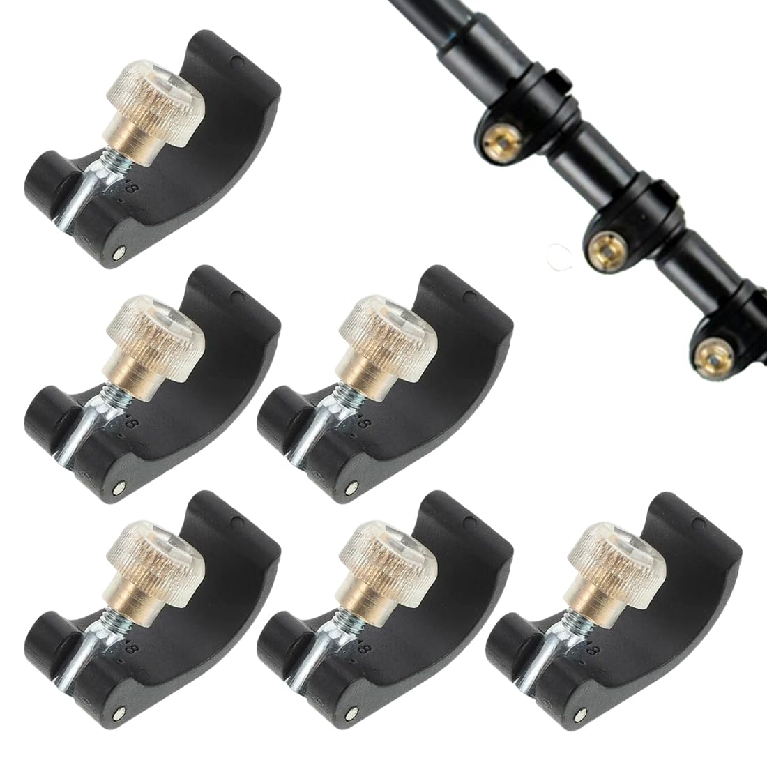 Bastoncini da trekking,6 morsetti neri per bastoncini da trekking, morsetti esterni da 14 mm, pezzo di ricambio per bastoncini da trekking