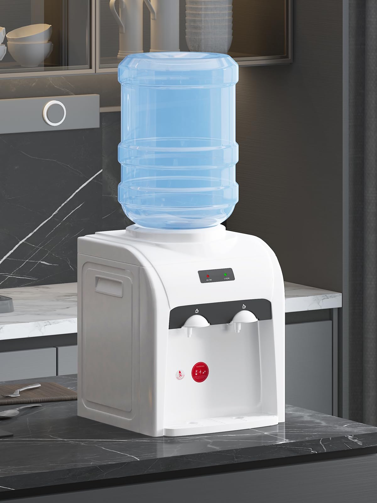 TABU Top Loading Water Dispenser, 3/5 Gallon, Storage Cabinet, Child Safety Lock (Black