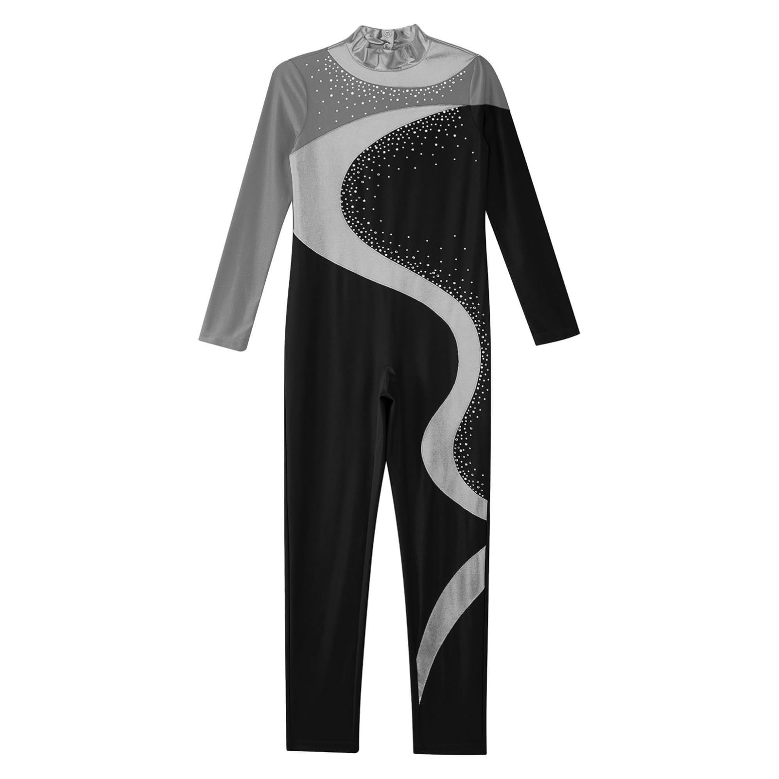 CHICTRY Fille Garçon Combinaison Danse Ballet Justaucorps Gmnastique Académique à Manches Longues Strass Body-Pantalon Danse pour Enfants