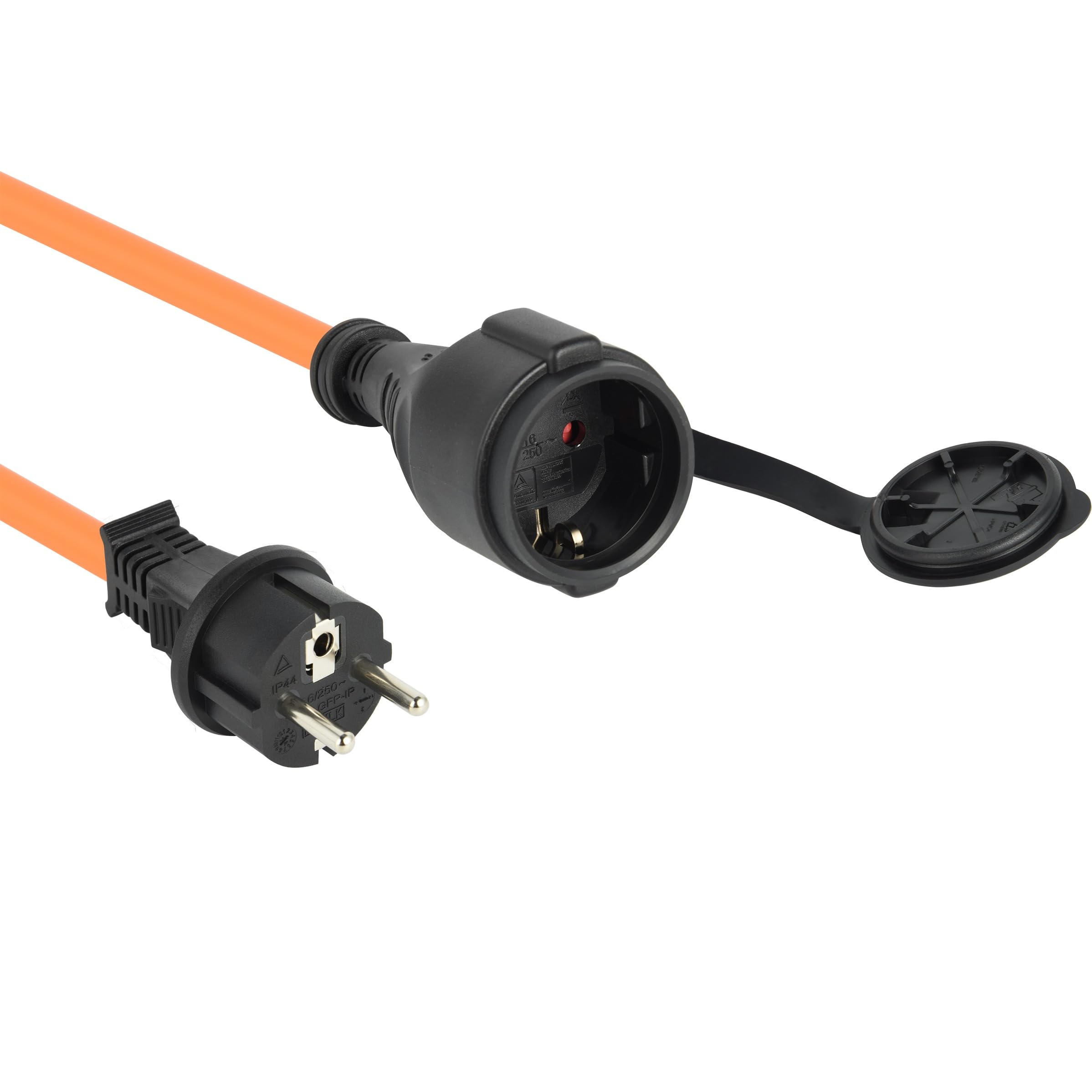 Electraline 01673 Cable de extensión IP44 25 m para exteriores, especial N05V3V3-F 3G1.5, hasta -35 °C, resistente al aceite y a los rayos UV, muy resistente a la abrasión, con tomas de seguridad