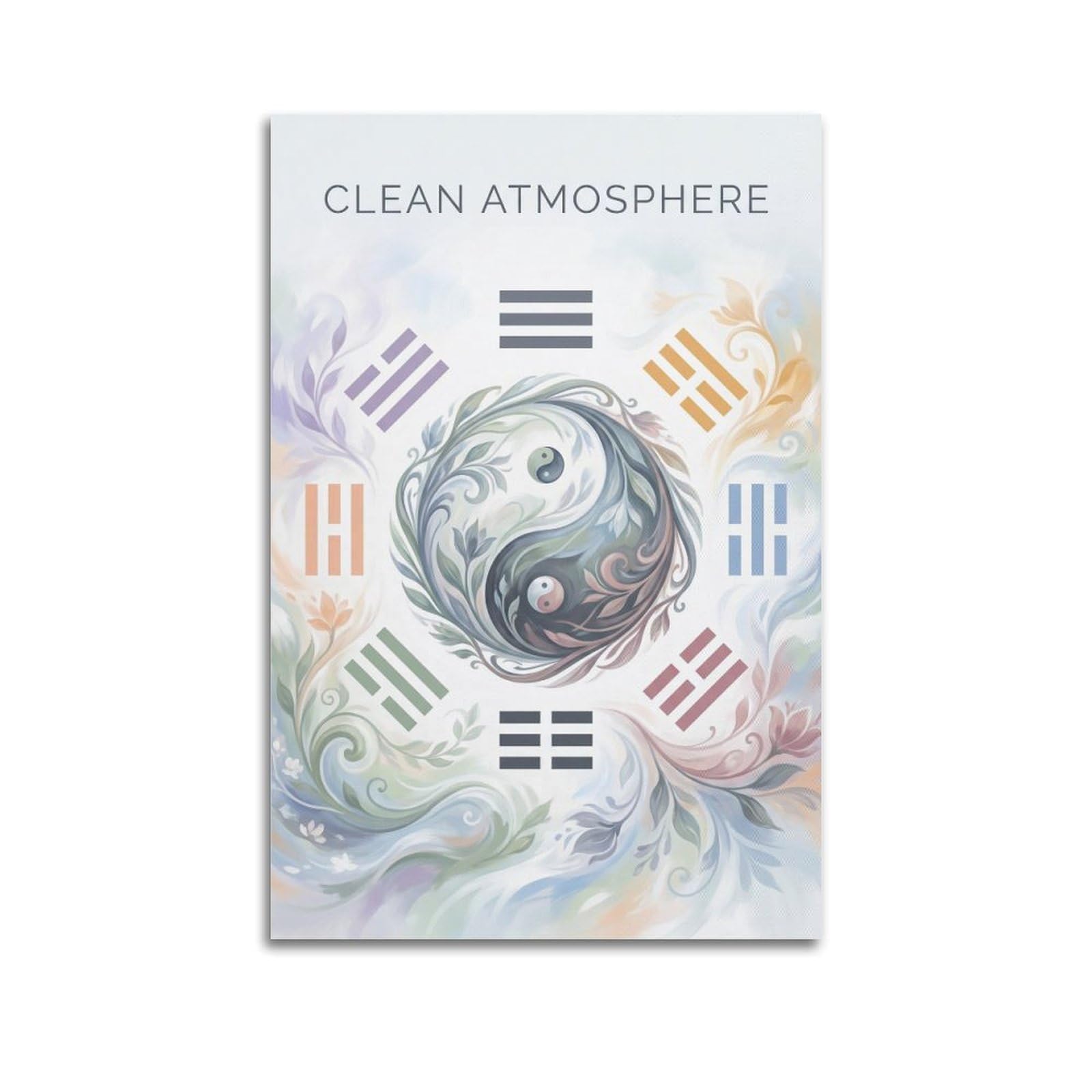 OKNGB China Tai Chi Yin Yang Bagua Healing Meditation Poster Decorative Painting Canvas Art Picture 24x36inch(60x90cm)
