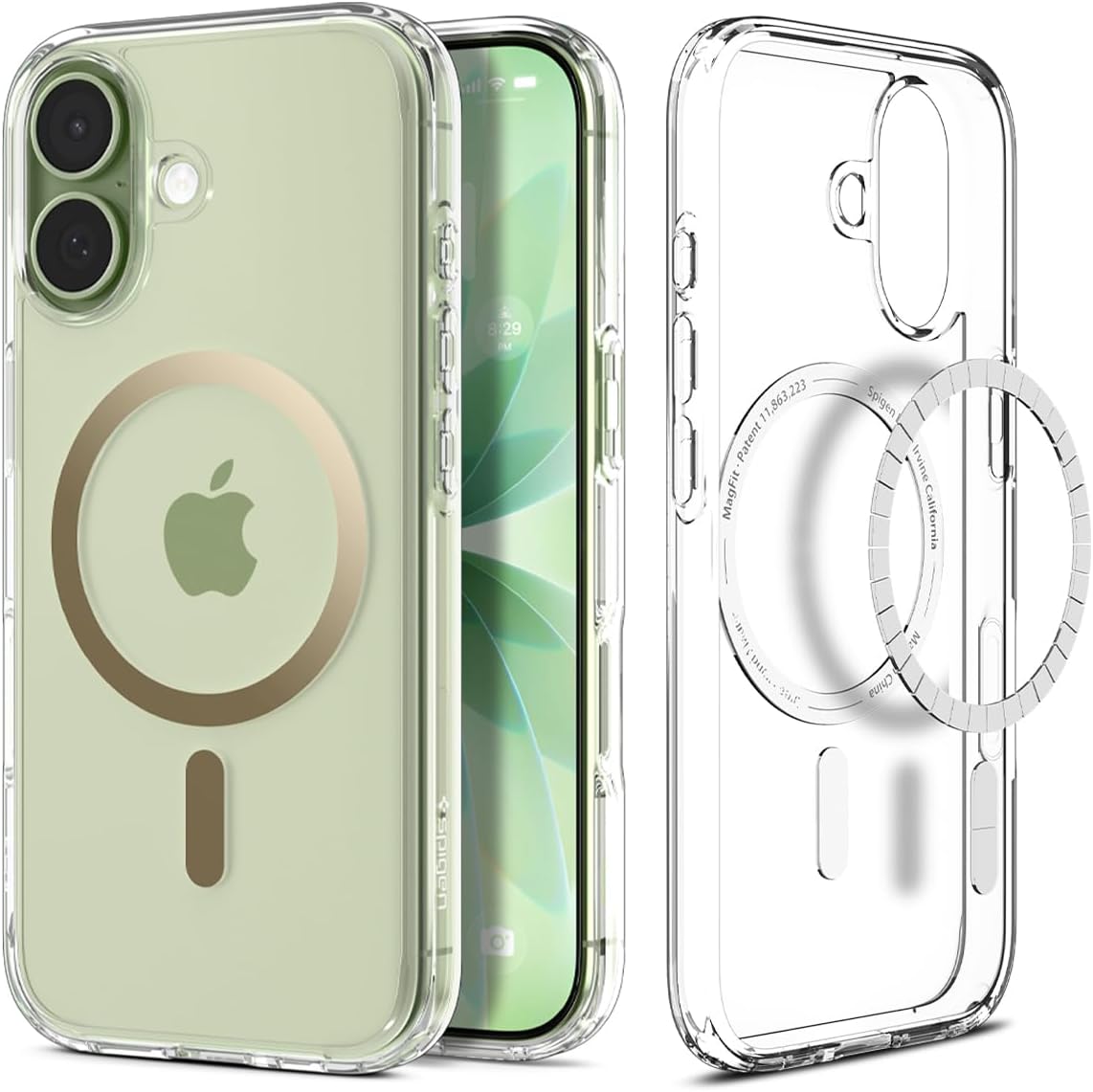 Spigen for iPhone 17 Case, Ultra Hybrid MagFit [TPU Covered Camera Control] [Anti-Yellowing] [Compatible with Magsafe] - Clear Gold