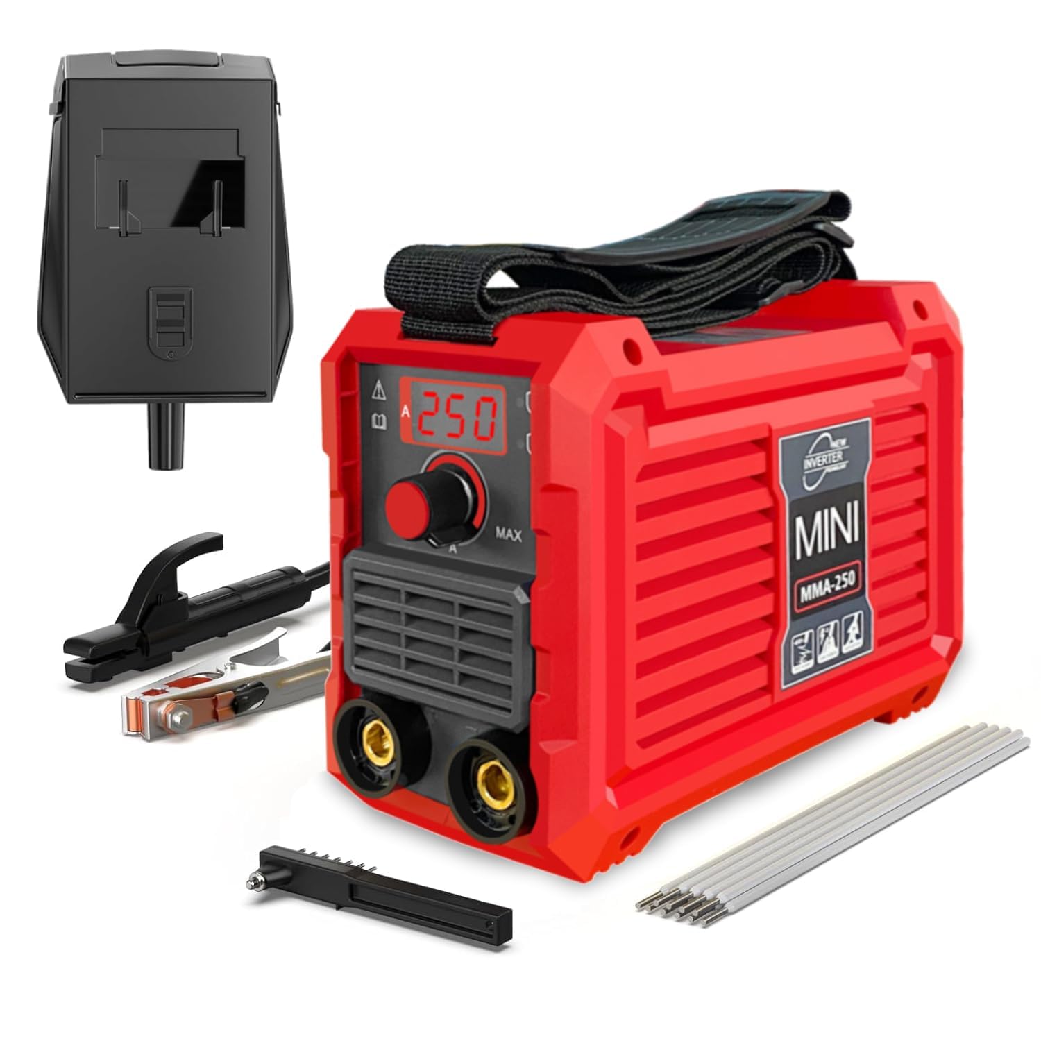 VOBOR Mini Soldador Inverter, 250A Maquina de Soldar Electrodo con Tecnología IGBT, Pantalla LED, Anti-Stick, Portátil Soldadora Electrodo, MMA 250