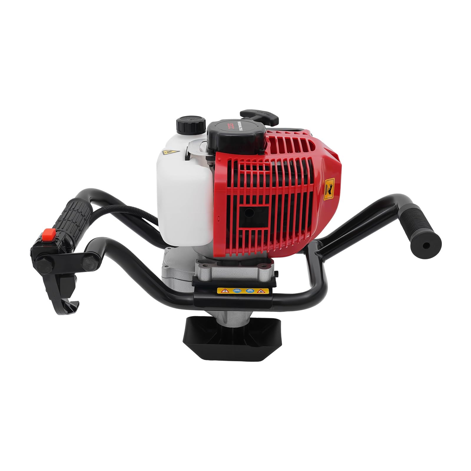 52 cc Erdlochbohrer, 2-Takt-Einzylinder-Benzinmotor für Erdbohrer, 2HP Erdbohrer-Motor, Benzin Gartenbohrer mit 4-Bohrer ø Ausgerüstet (100,150,200,300 mm)