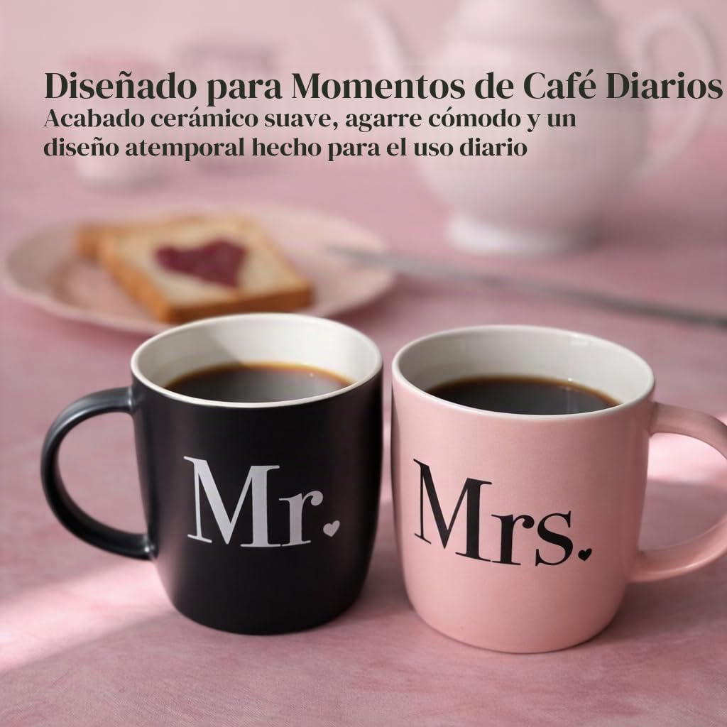 Triple Gifffted Tazas de café Mr and Mrs para parejas, ideas de regalo para boda, aniversario, compromiso, San Valentín, Navidad, regalo para él, marido, esposa, él, ella, hombres, mujeres, novia,