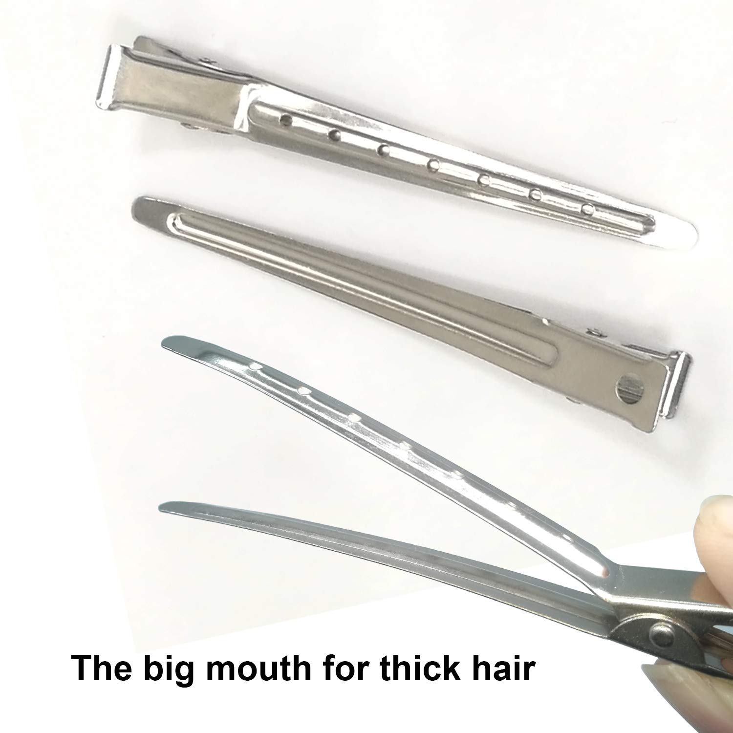 MAYU Packs Duck Bill Clips, Bantoye 3.5 Inches Rustproof Metal Alligator Curl Clips with Holes for Hair Styling for Women, Silver (Pack of 12) 1