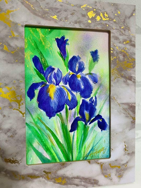Amazon.co.jp: 菖蒲の花 水彩画 絵画 : おもちゃ