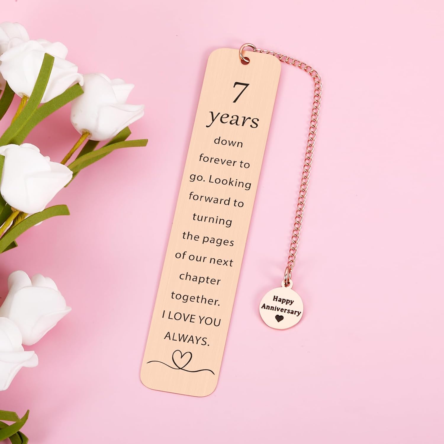 7 Year Anniversary Copper Gifts for Him/Her, 7th Wedding Anniversary for Wife Husband - Copper Anniversary Bookmark for Women Men Couple - Image 3