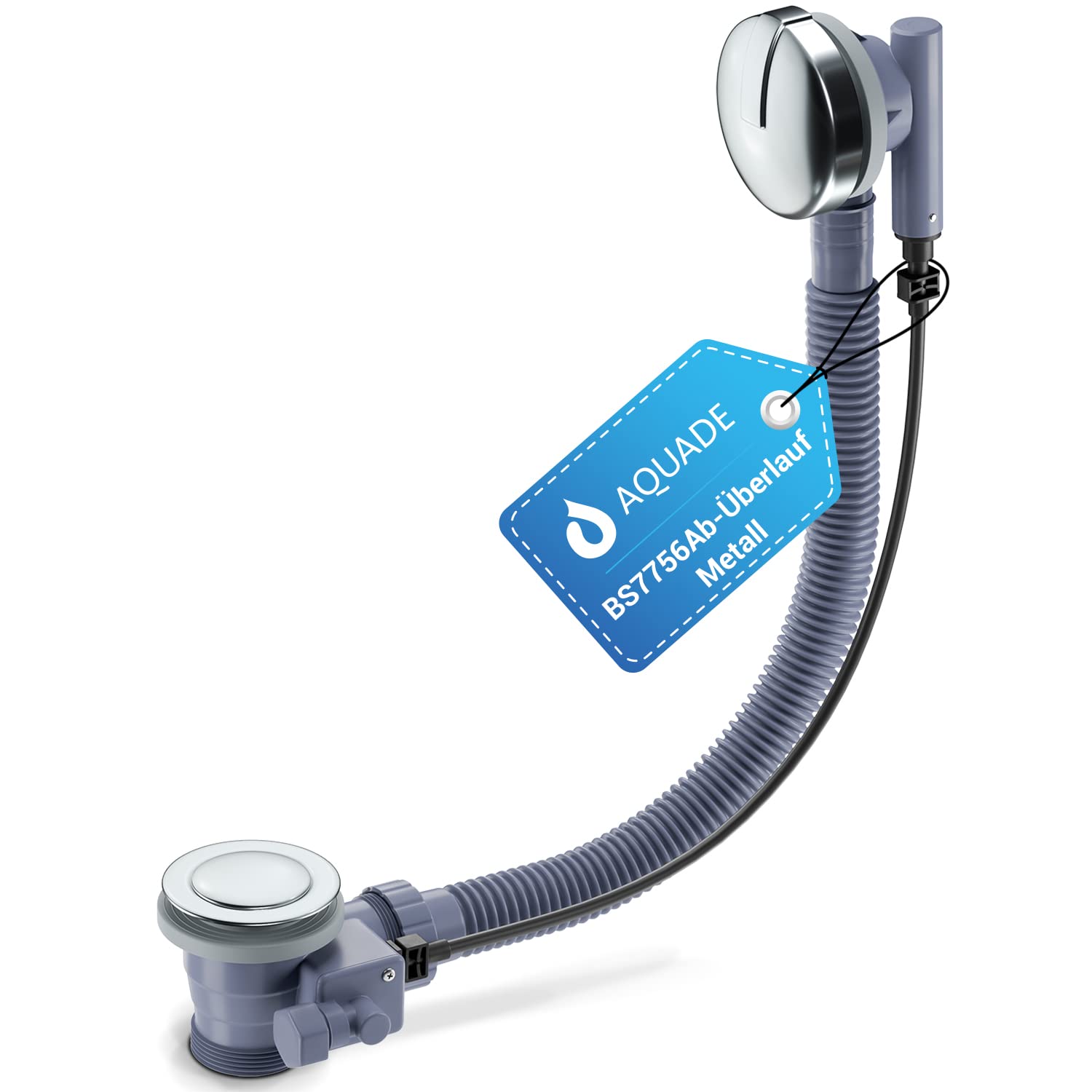 AQUADE Juego de desagüe para desagüe de lavabo y lavabo, con desbordamiento, desagüe y desagüe