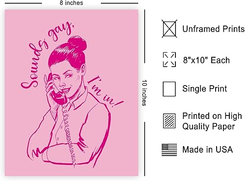 Miniatura 2 de Monem Art Sounds Gay Im In Poster - Retro Queer Print - Humorous Art - Preppy Art - Funky Art - Pink Trendy Art - Chic Boho Art - Funny Living Room