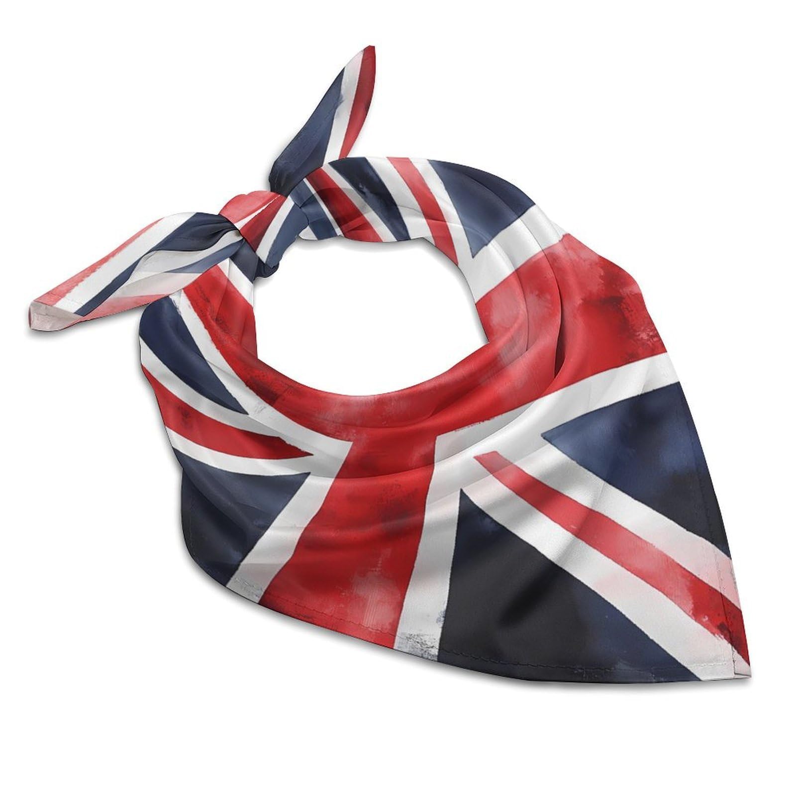 Union Jack British UK Flag Watercolor Bandanas Like Silk Head Scarf Neckerchief Hair Scarves for Women