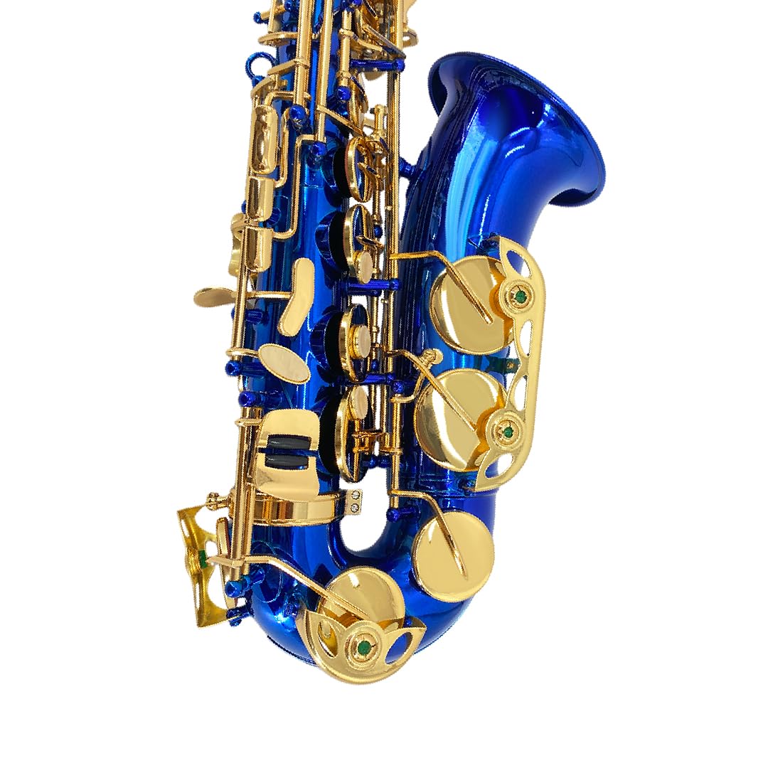 Altsaxophon Eb für Anfänger - Komplettes Saxophon-Kit mit Hartschalenkoffer, Mundstück, Umhängeband, Schilfrohr, Reinigungsset - Ideal für Studenten & Profis (Blau)